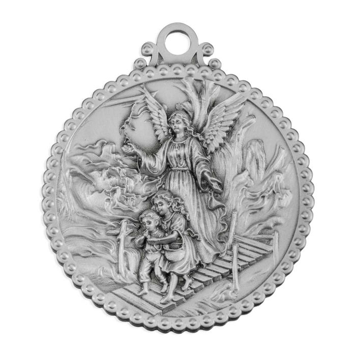 Guardian Angel Pewter Crib Medal (comes with pink and blue ribbons) - TA2718
