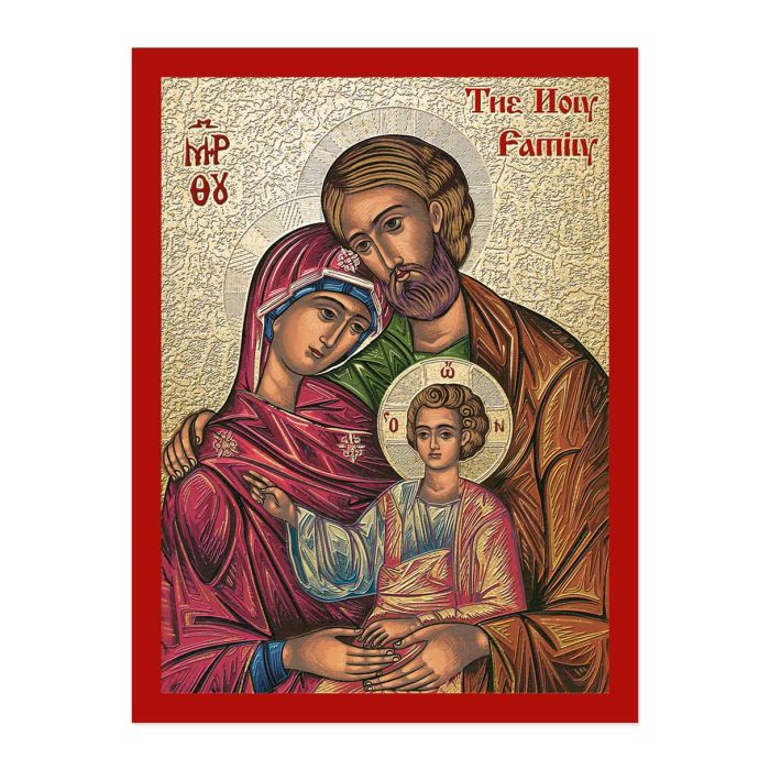 7 1/2" x 10" Orthodox Icon Holy Family Textured Wood Plaque - TA521368