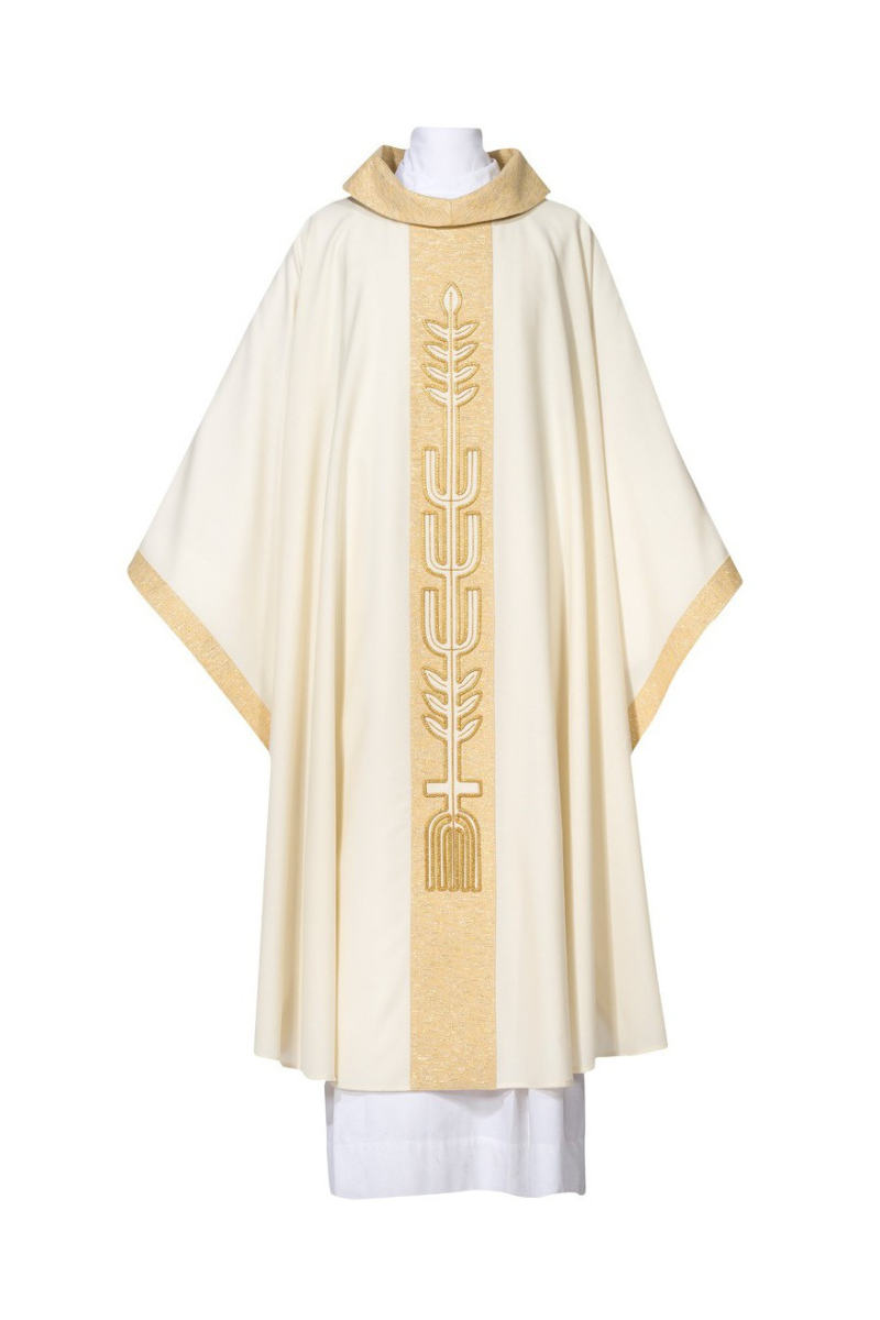 Tree of Life Chasuble - White-Church Life-Arte/Grosse-Plain Neckline-Michigan Church Supply