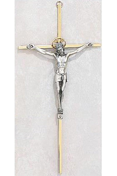 Two-tone Brass Crucifix: 10" - UZ7942622-Inspirational Gifts-McVan-Michigan Church Supply