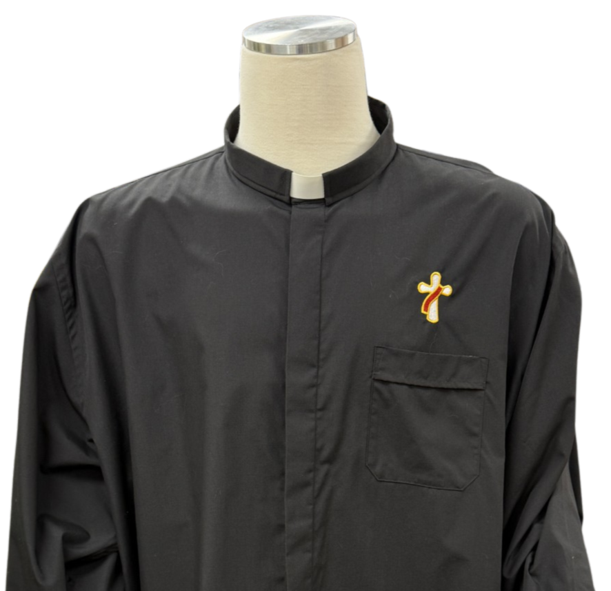 Men's Black Tab Collar Long Sleeve Shirt - USSM104-213637-D