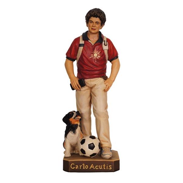 St. Carlo Acutis Statue With Dog and Soccer Ball - MX285100