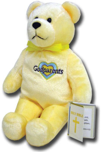 Holy Bear Script Yellow Godparents Holy Bear - TXGODP56 – Michigan Church Supply