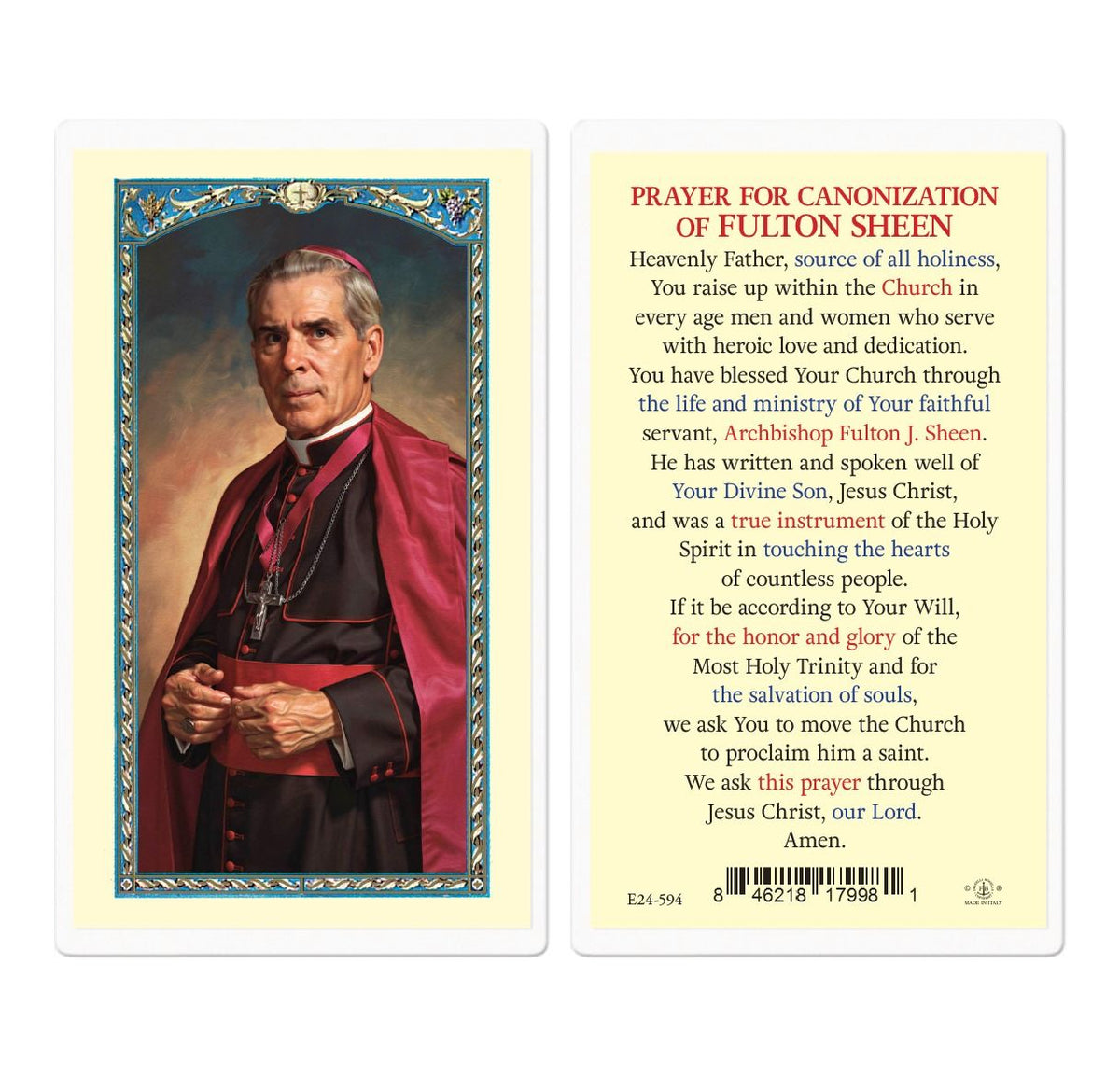 Fulton Sheen holy card-TAE24594