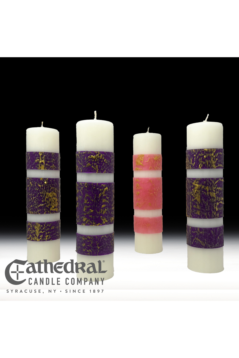ArtisanWax Advent Candles - 3 Sarum Blue, 1 Rose - 3" to 4" Diameter - GG8238