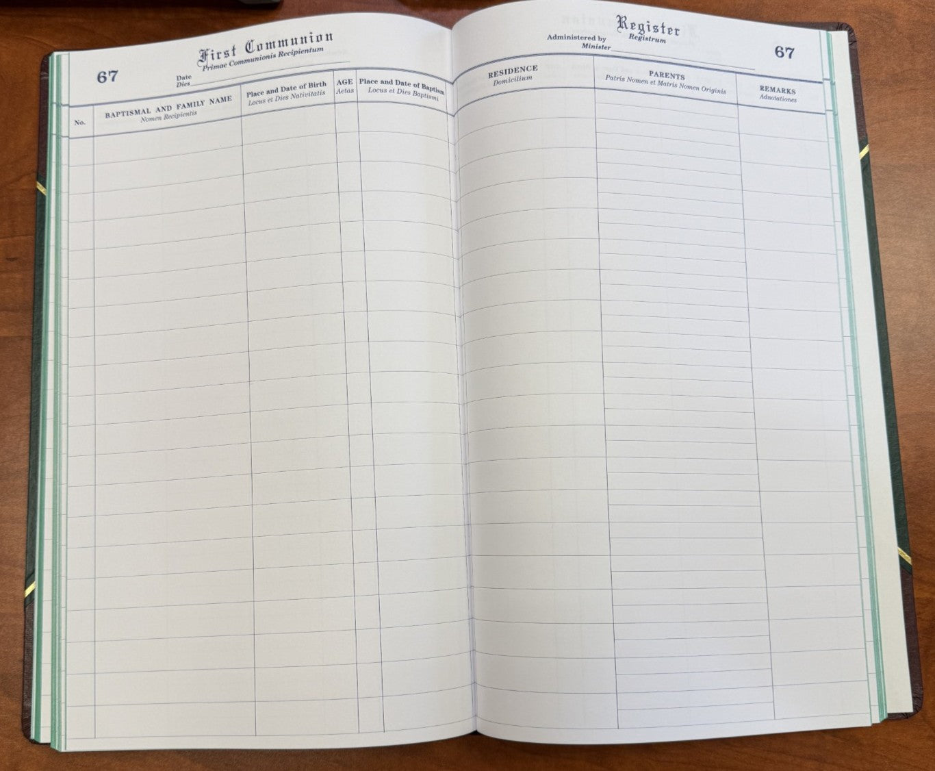 Church Register Books - First Communion - Standard Edition