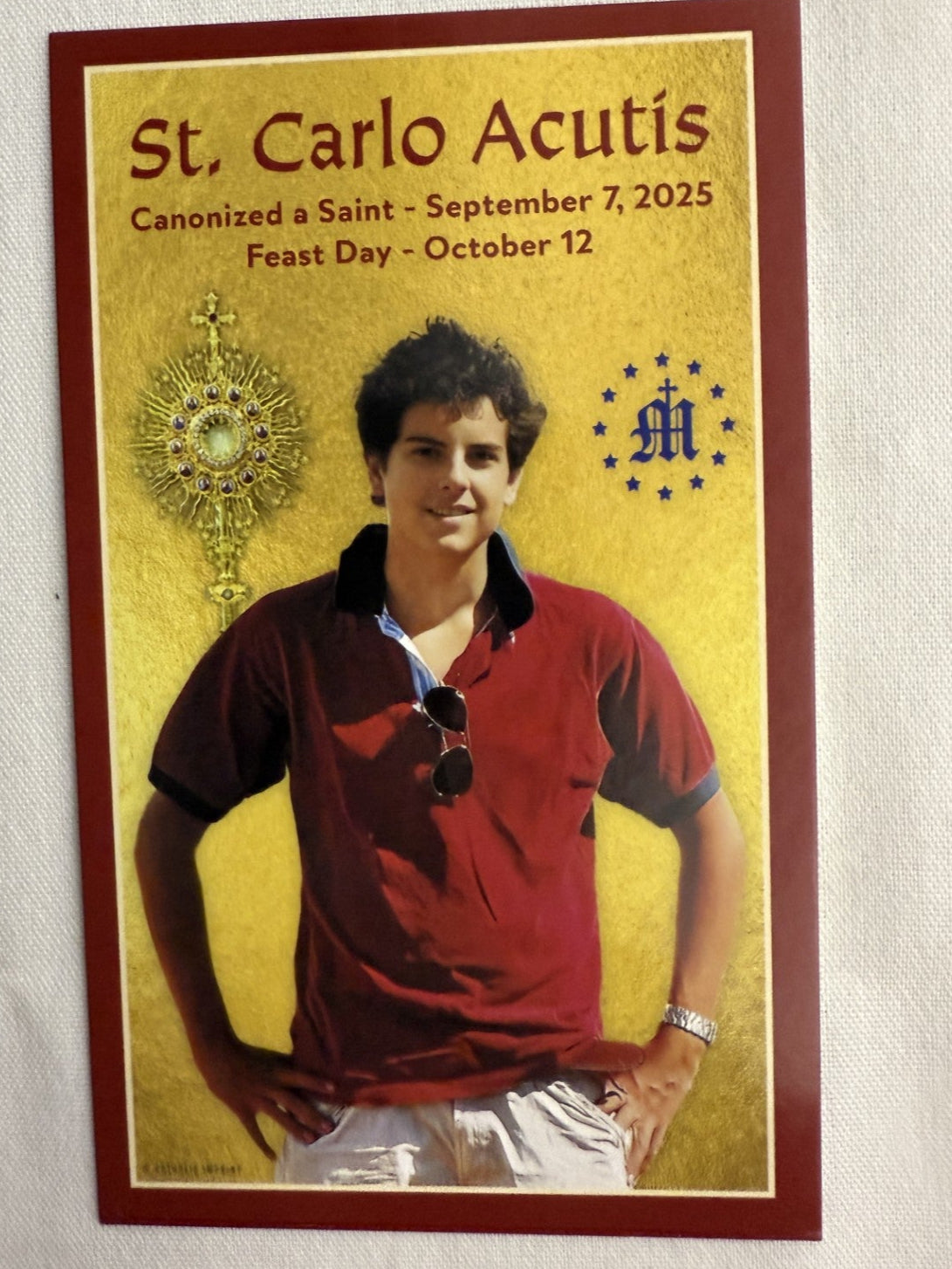 St Carlo Acutis Prayer card-MCSCARLO