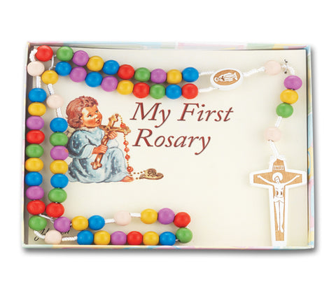Multi-Color Wooden Kiddie Rosary  - TA01181MCBX