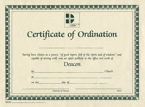 Ordination for Deacon Certificate - MA 01548