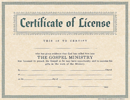License for Minister - MA01593