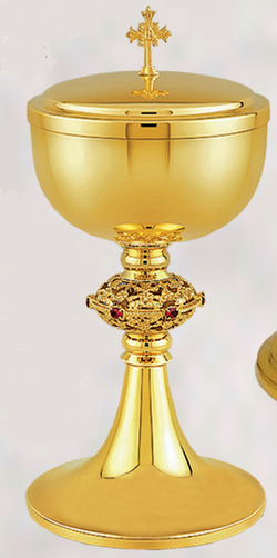 Gold Plated Ciborium with Red Stone Accents XZ10-218