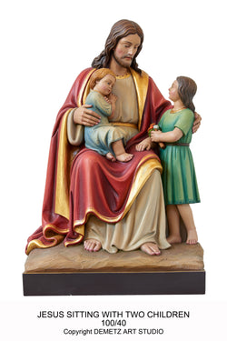 Jesus sitting with two Children - HD10040