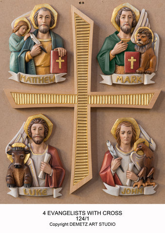 Set of Four Evangelists Symbols with Cross -HD1241 – Michigan Church Supply