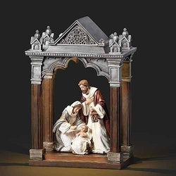 12" Lighted Church with Holy Family - LI135341