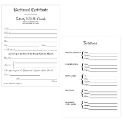 Baptismal Certificate Form-OA305
