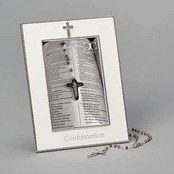 White Confirmation Frame with Rosary 8" - LI19675