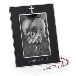 Black Confirmation Frame with Rosary 8" - LI19699
