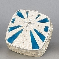 White & Blue Rosary Box - LI19953