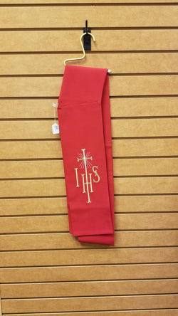 Deacon Stole with IHS Symbol - Red - SO220RD