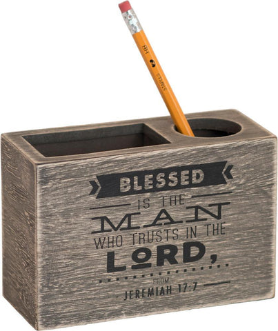 Blessed is The Man Wood Desk Organizer - CE20511