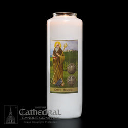 Patron Saint Glass 6 Day Candles - Saint Benedict - GG2118