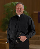 Big & Tall Tab Collar Clergy Shirt - Long Sleeve - Black - OF222