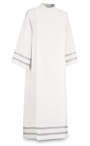 Priest Alb in Ravenna with grey embroidery - WN300-RAVENNA-3