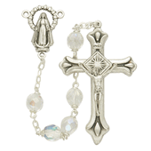 7mm Crystal Fire Beads and Miraculous Center Rosary-WOSR3197CRJC
