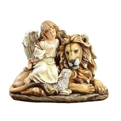 11.5" Lion and Lamb with Angel - LI36936