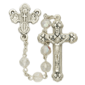6mm Rose Crystal Beads and Four Way Center Rosary-WOSR3754ROJC