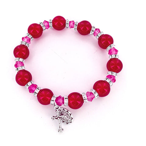Red Glass Beaded Bracelet - WOSR4027RO