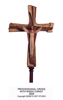 Processional Cross with Risen Christ - HD4008