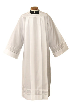 SL4272 Poplin Poly Surplice Priest Alb with 1" Lace Bands