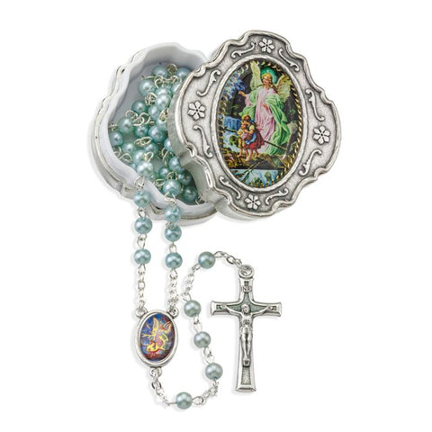 Pearlized Glass Bead Rosary - Blue - TA4350B-350MB