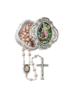 Pearlized Glass Bead Rosary - Pink - TA4350P-350MB
