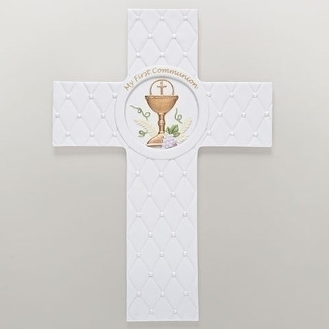 8.25"H QUILTED CROSS FIRST COMMUNION - LI46087
