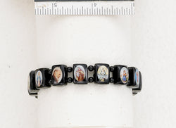Wood Bracelet with Saints -  Black - Small - LA48002/BK