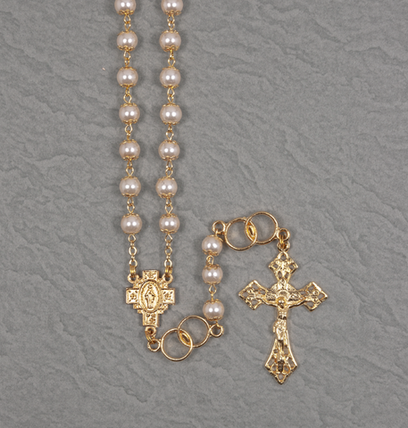 Gold Pearl Wedding Rosary - UL4850117