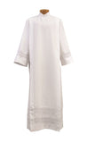 SL4882 Linen Weave Priest Alb with two 2" Lace Bands