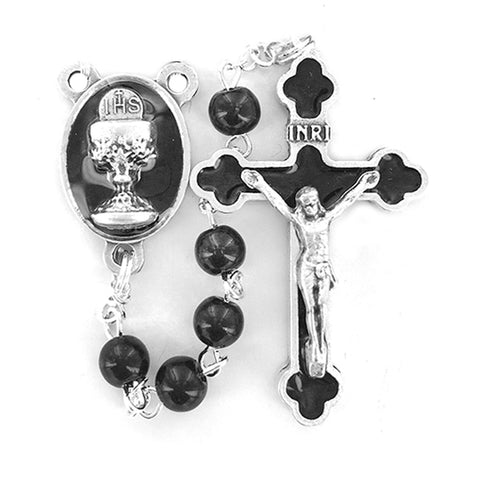 Black First Communion Rosary - WOSR3991JC