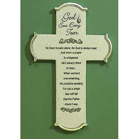 God Sees Every Tear Wall Cross and Gift Card - EF47028