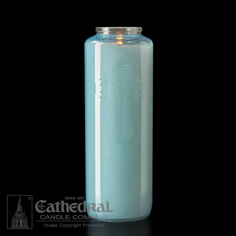 6-Day Light Marian Blue Glass Offering Candles - AF216-56