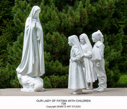 Our Lady of Fatima with 3 Children and 2 Sheep - HD739