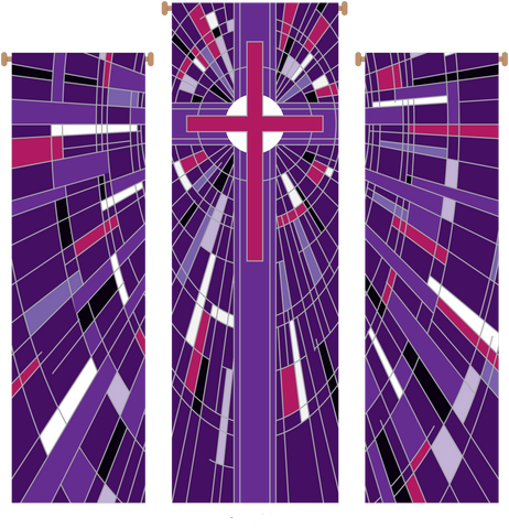 Modern Cross Purple 3 Piece Banner Set - WN766-75089