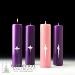 Star of the Magi™ Advent Candles - Stearine - 3" x 12" - 3 Purple, 1 Rose - GG82303320