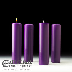 Advent Stearine Pillar Candle Sets - 4 Purple - 3" Diameter - GG8233
