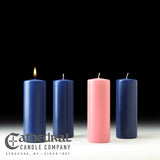 Advent Stearine Pillar Candle Sets - 3 Sarum Blue, 1 Rose - 3" Diameter - GG8233