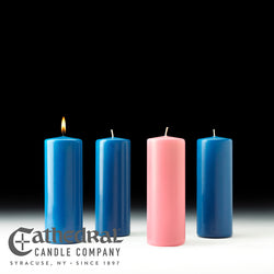 Advent Stearine Pillar Candle Sets - 3 Blue, 1 Rose - 3" x 12" - GG82332904