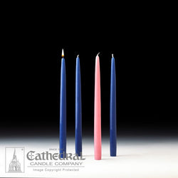 Replacement Advent Tapers for the Home - 4 Piece Sets - 3 Sarum Blue, 1 Rose - GG82712901