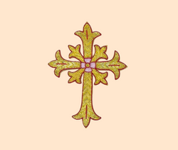 Gold Cross with Flower Applique - MCS838